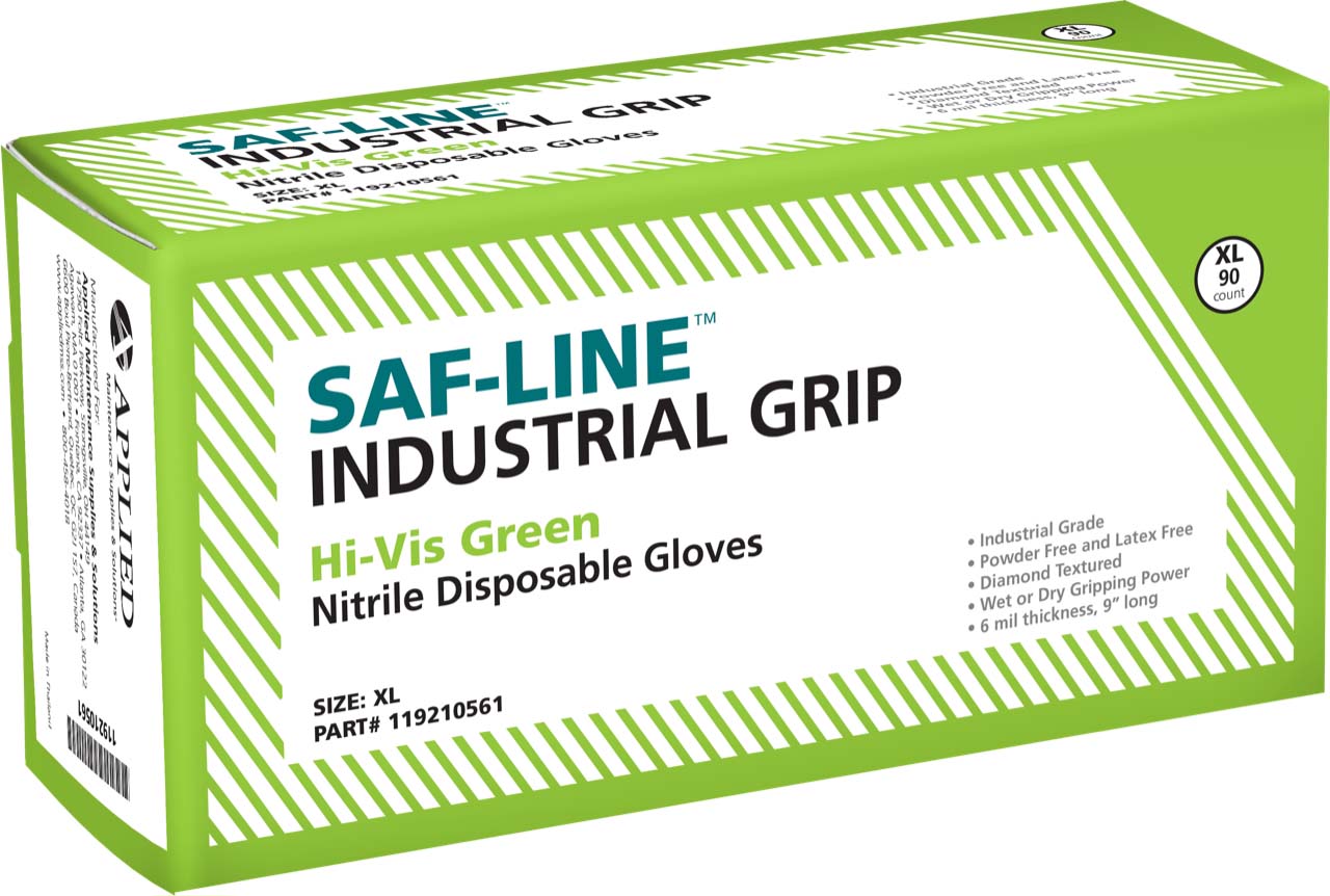 Saf-Line&trade; Industrial Grip Disposable Gloves - Hi-Vis Green - S - Q1